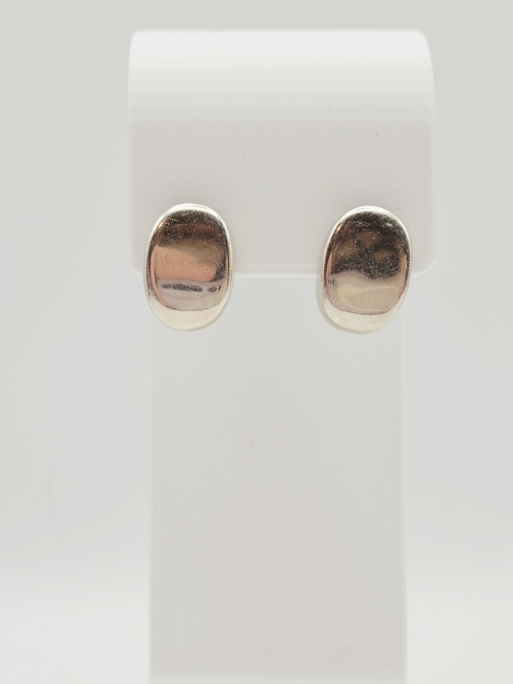 Vintage Sterling Silver Oval Stud Earrings - HOB 925 Mexico